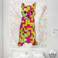 thumbnail image 1 of Modern Tapestry, Kitty Featured Digital Fractal Pixel Cat Colorful Design Computer Illustration, Fabric Wall Hanging Decor for Bedroom Living Room Dorm, 5 Sizes, Multicolor, by Ambesonne, 1 of 1