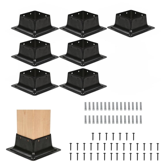 Heavy Duty Powder Coated 4x4 Post Base Bracket, Fixed Support for Wooden Fence & Pergola Post