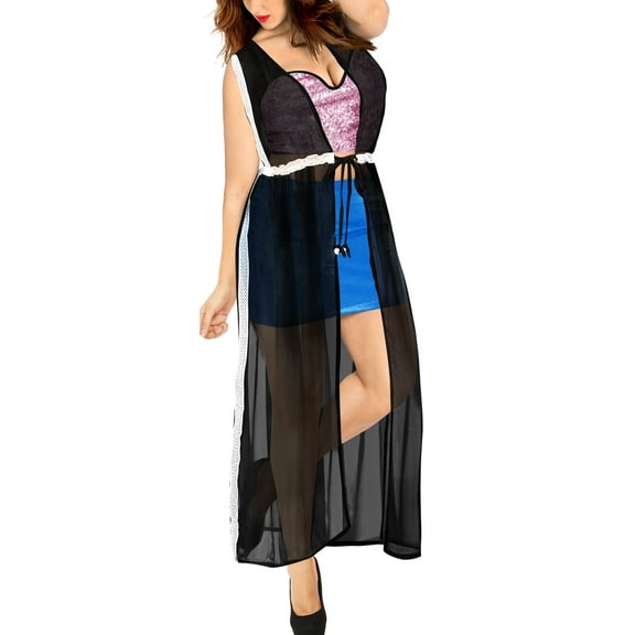 HAPPY BAY Women's Open Front Soft Beach Duster Kimono Cardigan M-L Charcoal_AB927