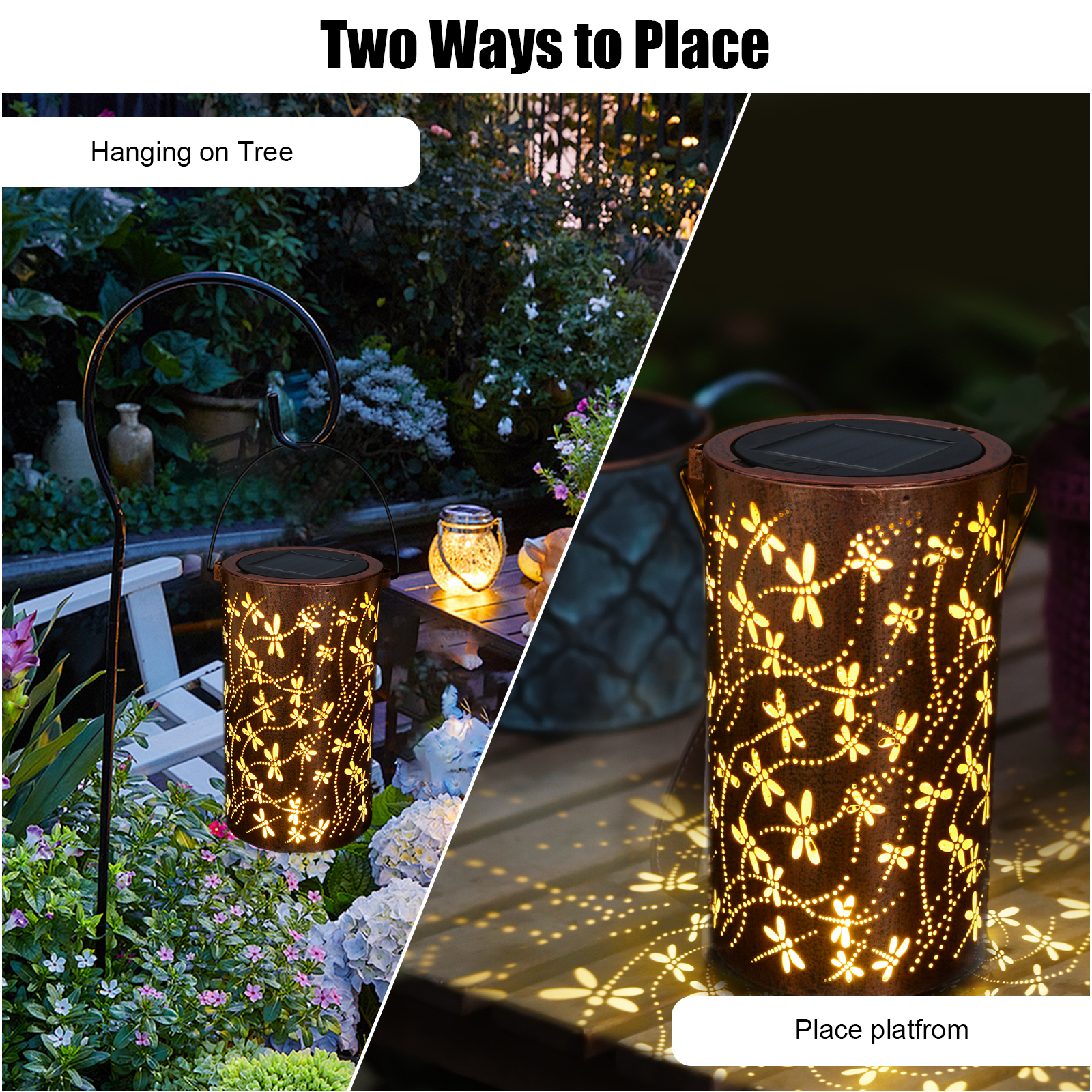 Qoosea Solar Lantern With Dragonfly Projection photo 7