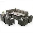 thumbnail image 2 of Unnifurnzi Outdoor Furniture-11 Pieces Outdoor Sectional Furniture with Outdoor Swivel Rocker Patio Chairs L Shaped Outdoor Couch with Ottoman Patio Furniture for Deck Balcony Garden-Gray/Gray, 2 of 7