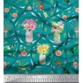 thumbnail image 1 of Soimoi Satin Silk Fabric Bottle,Camellia & Rose Floral Printed Fabric 1 Yard 42 Inch Wide, 1 of 1