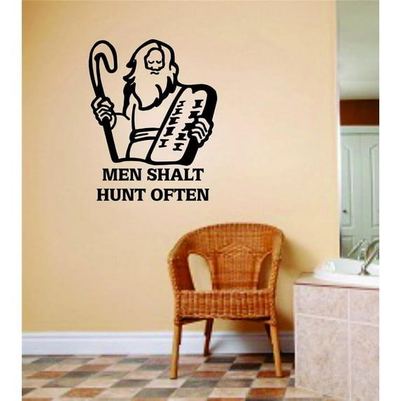 New Wall Ideas Men Shalt Hunt Animal Hunting Hunter Man Gun Boys Kids 18 X 18"