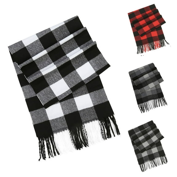 Teyfeniy Winter Plaid Scarf for Men Long Soft Warm Scarves Tassel Scarf Classic Comfy Casual Thick Fashion Stylish Outfit for Men