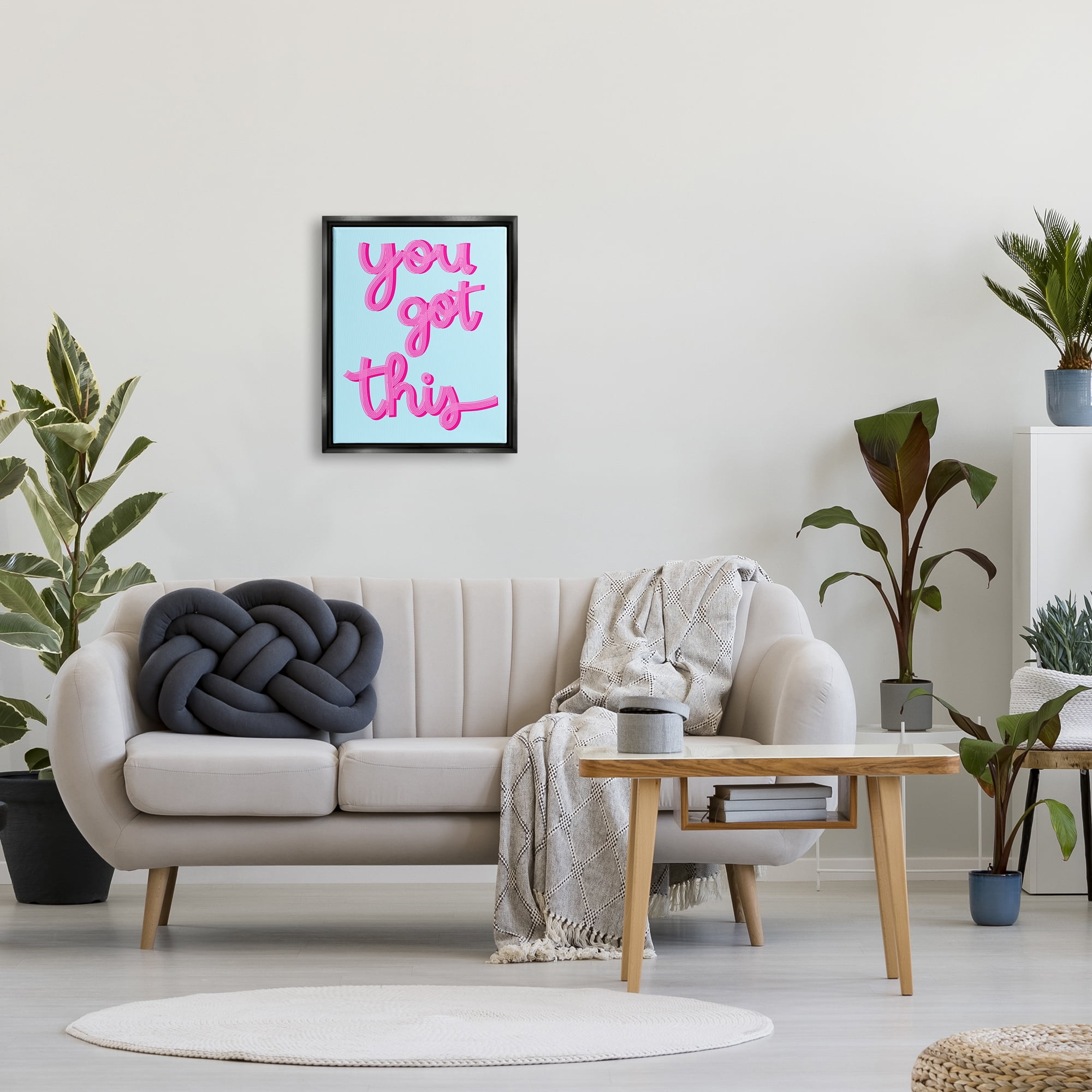 Stupell Industries You Got This Pink & Blue Phrase Inspirational Painting Black Floater Framed Art Print Wall Art
