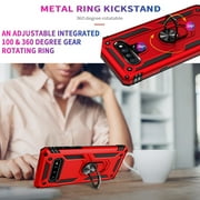 Samsung Galaxy S10 Plus Case, [NOT FIT S10E/ S10 / S10 LITE] Case, With [Tempered Glass Screen Protector Included], STARSHOP Drop Protection Ring Kickstand Cover- Red