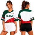 thumbnail image 2 of KDDYLITQ Mexico Jersey Women Soccer Cup 2026 Soccer Fan Crop Top Short Sleeve Football 2026 Soccer Print Jersey Dark Green 3XL, 2 of 7