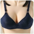 thumbnail image 2 of Padded Bralette Women Fashion Plus Size Wire-Free Comfortable Push Up Hollow Out Bra Underwear V-Neck Lightly Lined Bra Feature Hook and Eye Closure Nursing Bra Style Y-227 , Navy XXL, 2 of 3