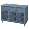 thumbnail image 6 of TIMOREN Modern Storage Cabinet, Buffet Storage Cabinet with 3 Door 3 Drawer, Solid Wood Legs, Carved Pattern Doors, and Black Metal Handles, Sideboard for Bedroom, Living Room, or Study, 6 of 11