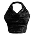 thumbnail image 3 of DuoJiaJ Women Fashion Solid Sequin Hanging Neck Vest Round Neck Tank Vest Shirt Crop Top Women’s Tank Tops, 3 of 4
