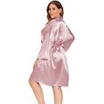 thumbnail image 4 of GFDYREE Women's Plus Size Satin Robes Plus Size Silky Kimonos Robes Sleepwear,Short, 4 of 5