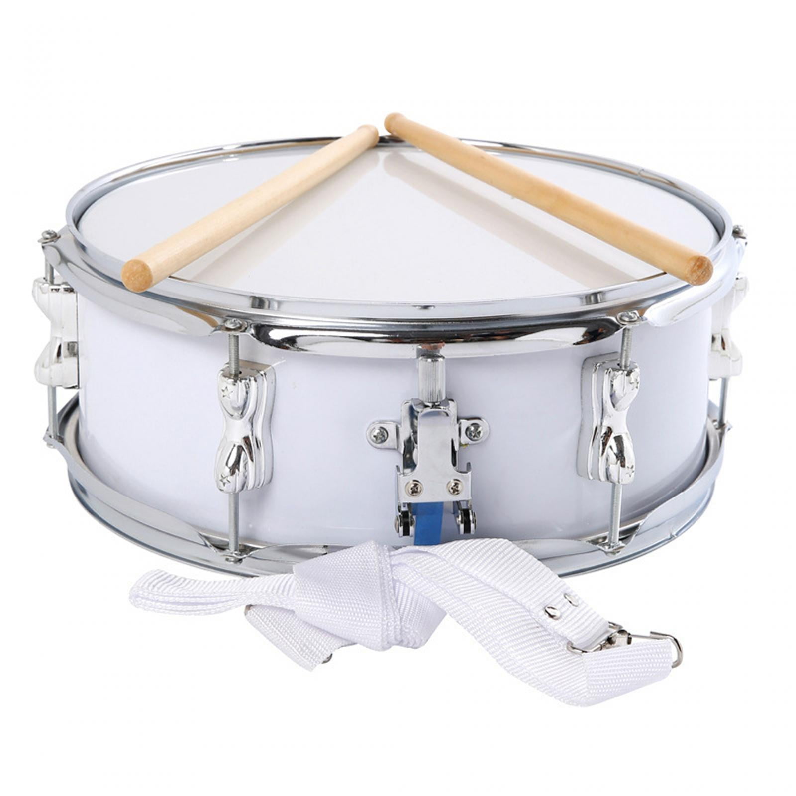 STARTIST 13" Snare Drum Music Drums Portable with Shoulder Strap Percussion Instrument Double Tone Drum for Kids Boys Girls Beginners White