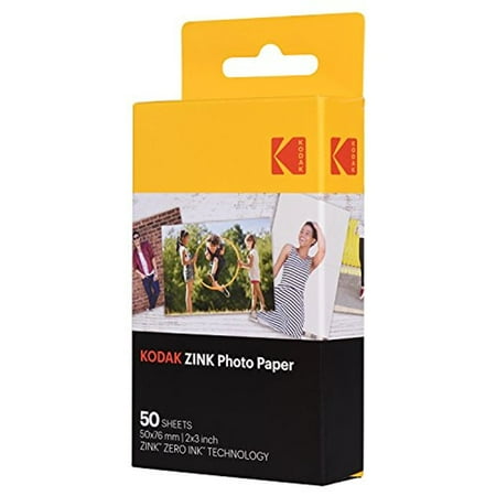 Kodak 2"x3" Premium Zink Photo Paper (50 Sheets) Compatible with Kodak Smile, Kodak Step, PRINTOMATIC
