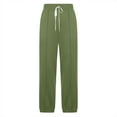 thumbnail image 5 of CQONEPT Fleece Sweatpants for Womens Elastic Waist Casual Jogger Loose Fit Pant Drawstring Cycling Tapered Trousers with Pockets Army Green L, 5 of 6