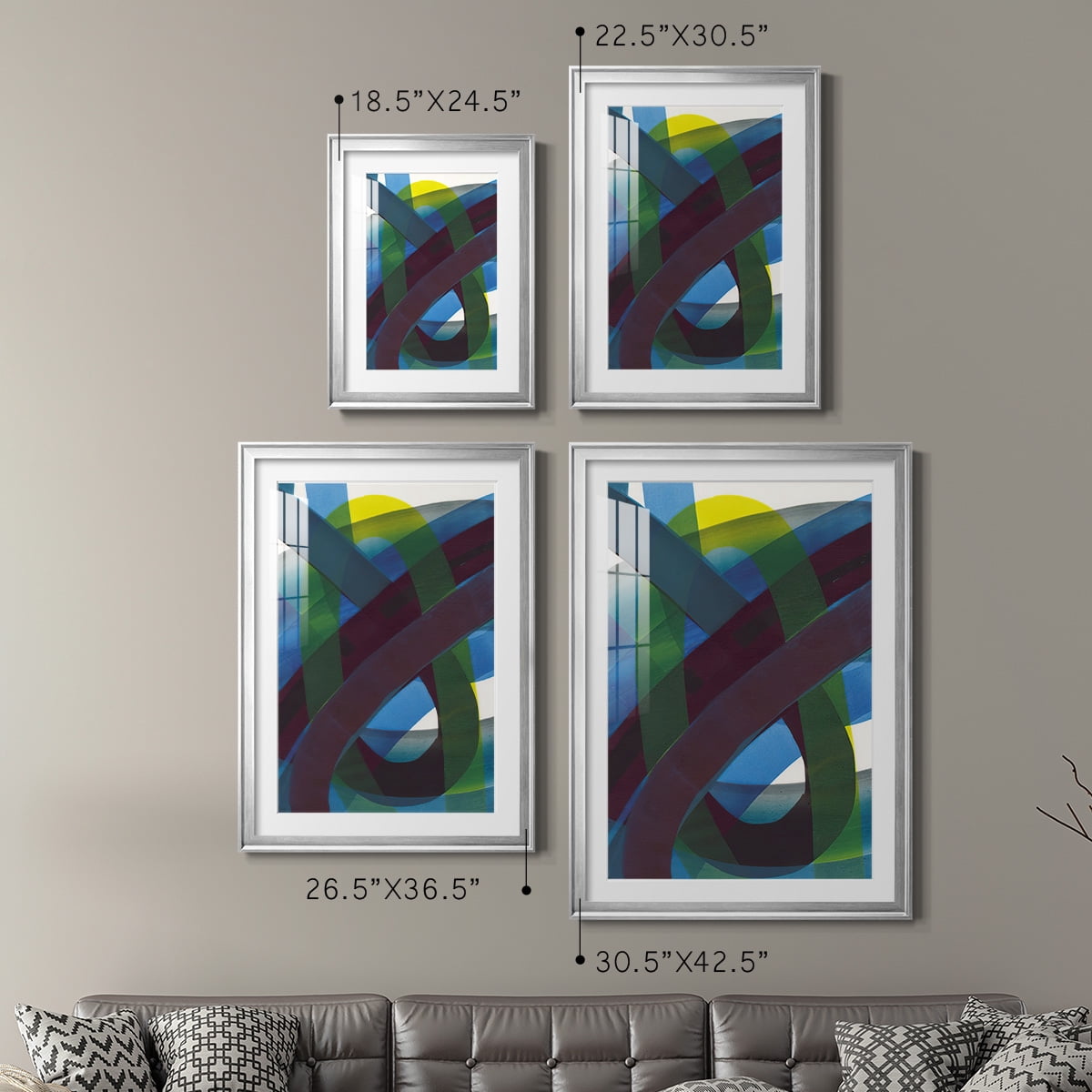 Wexford Home Cool Network I Premium Framed Print, 26.5" x 36.5" - Ready to Hang, Silver (Set of 2)