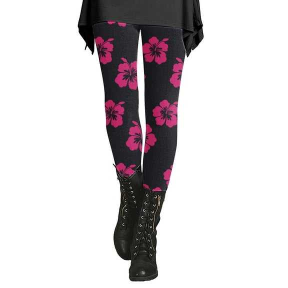 SNOWSONG Halloween Leggings for Women, Plus Size Leggings Women's Holiday Casual Comfortable Floral Print Leggings Fitness Sports Bottoms, Womens Leggings, Tummy Control Leggings Black L