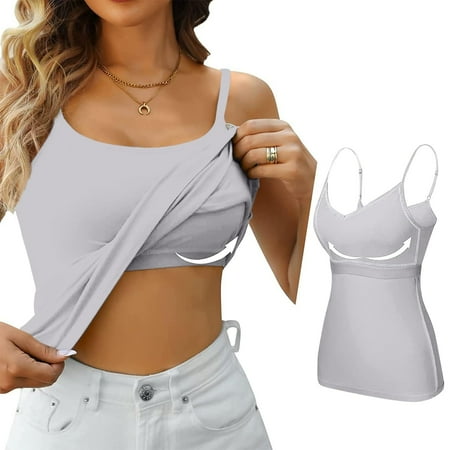 Rigardu Women s Summer Tops 2024 Tank Top Yoga Gym Sleeveless Camisole Plus Size Underwear with Chest Pad S 6Xl Grey + 5XL
