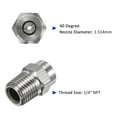 thumbnail image 4 of Uxcell 5 Pack Surface Clean Tips - 40 Degree 1/4" NPT Male Pressure Washer Nozzles, Stainless Steel with Sealing Tape ( 1.514mm Orifice ), 4 of 7