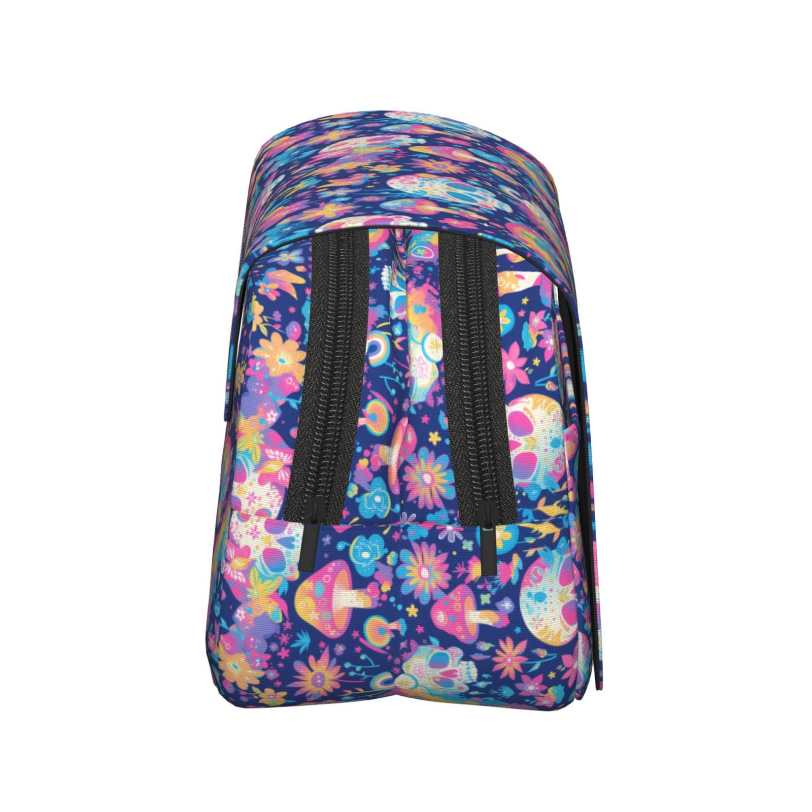 Rateoe mushroom Skull rainbow color Pattern Double Clamshell Pen Case, Storage Organizer with Two Zipper Compartments– Holds Up to 50 Pencils & Pens