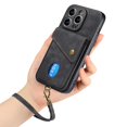 thumbnail image 5 of SaniMore Case for iPhone 15 Plus 6.7" 2023, [Flip Card Slot Design Kickstand] Removeable Wrist Strap Magnetic Car Mount Wear-resistant PU Leather Skin Shockproof Anti-drop Shell, Black, 5 of 10
