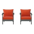 thumbnail image 2 of WestinTrends Avalon Outdoor Modern HDPE Patio Club Chairs with Deep Seat Cushions (Set of 2), Gray/Orange, 2 of 5
