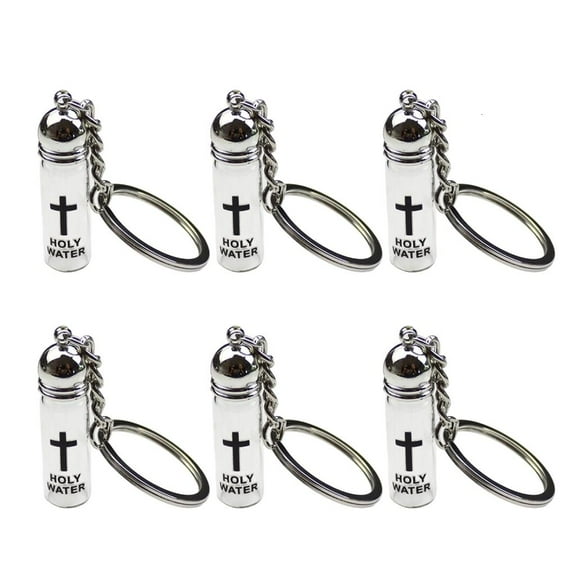 6 Piece Set Clear Glass Crucifix Keychain Metal Hook Keyring For Everyday Use