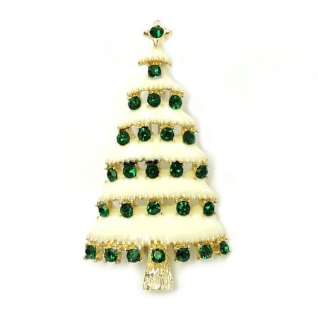 Faship Gorgeous Rhinestone Crystal Christmas Tree Pin