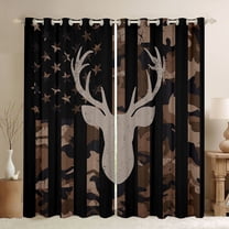 jejeloiu Vintage Deer Skull Black Out Curtains,Rustic American Flag Curtains Pack of 2 (42x63 Each),Camo Camouflage Print Bedroom Curtains For Teens,Ultra Soft Home Decor