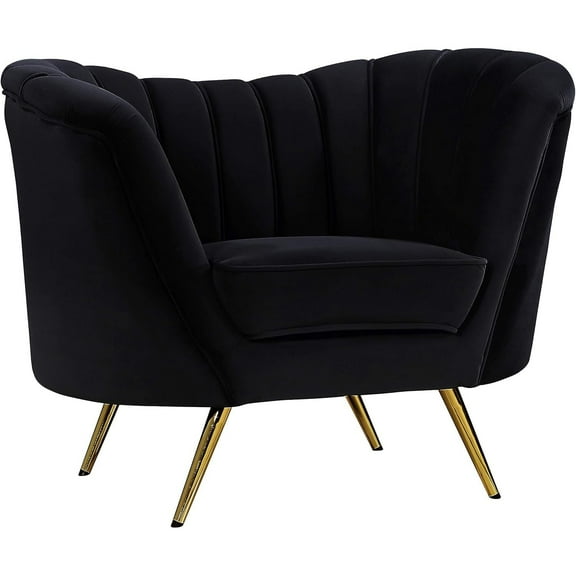 Homestock Vintage Vogue Black Velvet Chair