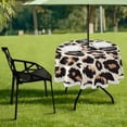 thumbnail image 7 of Coolnut Leopard Round Tablecloth with Zipper Umbrella Hole, Waterproof Washable Polyester Fabric Table Cover for Outdoor Patio Garden Party, 60", 7 of 7