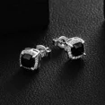 thumbnail image 3 of 14K Gold Plated Cushion Cut Square Black Onyx Cubic Zirconia Men Women Earrings, 3 of 9