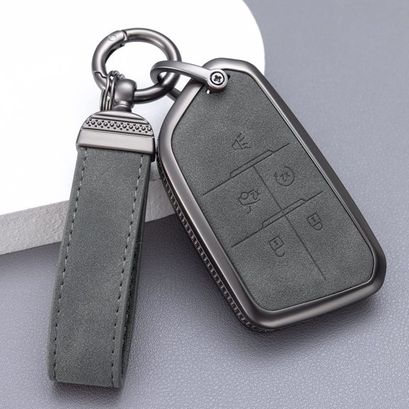 Compatible with Cadillac Key Fob Cover with Keychain Leather Key Case Protector for Cadillac CT5, CT6, CTS, XT6 Remote Start