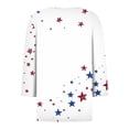 thumbnail image 5 of Womens Plus Size 3/4 Sleeve T Shirts Stars and Stripes 250th Anniversary USA Print Split Neck Oversized Tunic Summer Casual Soft Tee Tops White L, 5 of 5