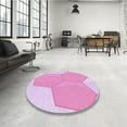 thumbnail image 4 of Ahgly Company Machine Washable Indoor Square Transitional Blossom Pink Area Rugs, 5' Square, 4 of 7