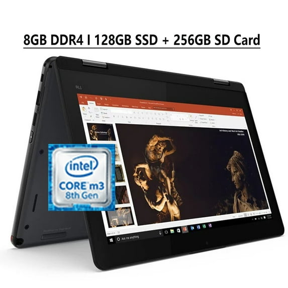 Lenovo ThinkPad 11e Yoga Gen 6 11 2-in-1 Business Laptop 11.6" HD IPS Glossy Touchscreen 8th Gen Intel Core M3-8100Y Processor 8GB DDR4 256GB SSD 128GB SD Card Intel UHD Graphics 615 HDMI Win10 Black