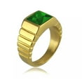 thumbnail image 4 of HOOUN Men's Gold Plated Wedding Rings Stainless Steel Emerald Signet Ring Biker Punk-7, 4 of 5