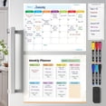 thumbnail image 2 of Monthly Planner Magnetic Whiteboard Refrigerator Calendar Dry Erase Weekly Planner 13” X 17” Magnetic Calendar for Fridge to Do List White Board Dry Erase Shopping Grocery List 6 Markers Included, 2 of 8