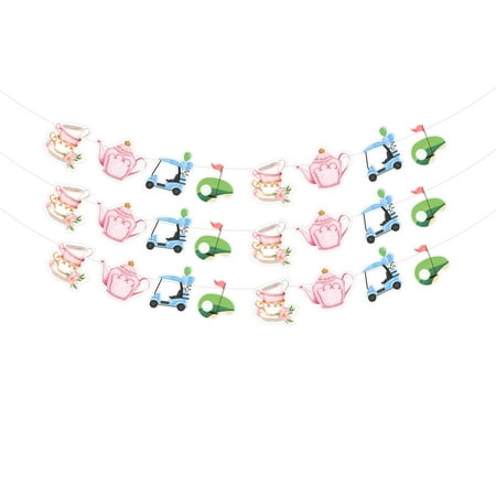 Sursurprise 3Pcs Golf CORNET Tee Time or Tea Party Gender Reveal Decorations, Pink Blue Golf Tea He or She Gender Reveal Banner, Sports Theme Baby Shower Signs Decor Party Supplies