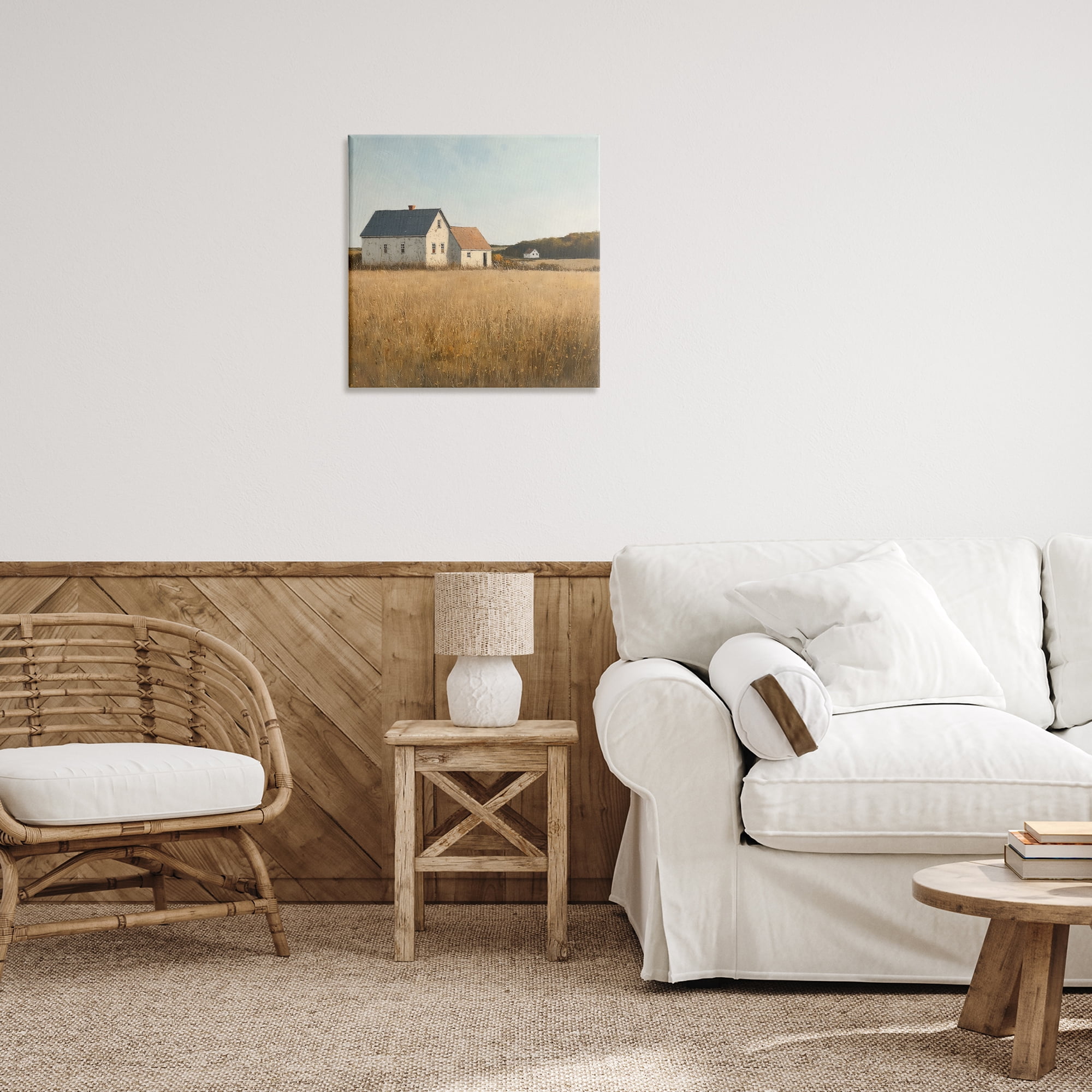 Stupell Industries Clear Sky over Barn Landscape & Nature Painting Wrapped Canvas Art Print Wall Art, 24 x 24