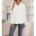 thumbnail image 4 of Blusa elegante para mujer, camisas con cuello en V, blusas casuales de manga larga con botones, camisa holgada de manga larga, blusas lisas, 4 of 4