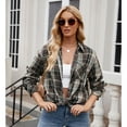 thumbnail image 2 of 2024 Plaid Flannel Shirts for Women Buffalo Plaid Shirts Oversized Long Sleeve Casual Button Down Blouse Top, 2 of 7