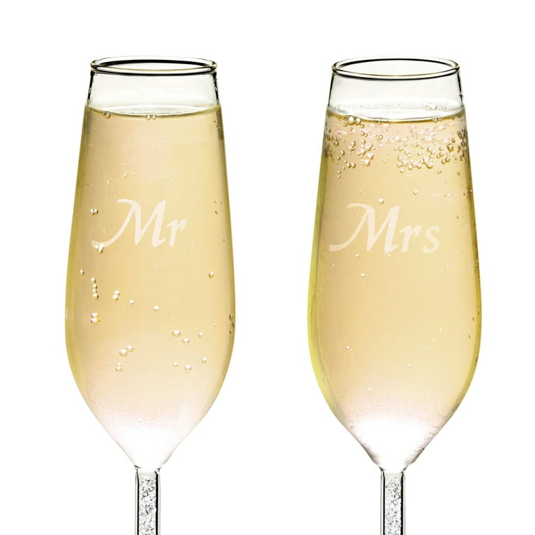 Sweetzer & Orange Bride and Groom Champagne Glasses (8 oz) Engraved Mr and  Mrs Glasses for Wedding G…See more Sweetzer & Orange Bride and Groom