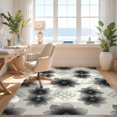 thumbnail image 3 of Design&I 5'x7' Washable Area Rug Snag-Free, Skid-Resistant Black Gray Farmhouse Abstract Floral Modern Watercolor Style with Interlocking Accents for Dining Room, Under Table, Home Office, 3 of 7
