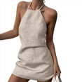 thumbnail image 1 of Vestidos Cortos Informales de de Verano Sin Mangas con Cuello Redondo para Mujer Marrón L, 1 of 10