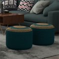 thumbnail image 2 of Serena Pouf Rond Contemporain Tressé en Coton Bleu Aqua Profond, 2 of 8