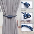 thumbnail image 3 of Paquete de alzapaños magnéticos para cortinas, prácticos alzapaños de cortina tejidos a mano de 16 pulgadas, decoración cilíndrica para ventana de oficina en casa (azul marino), 3 of 5