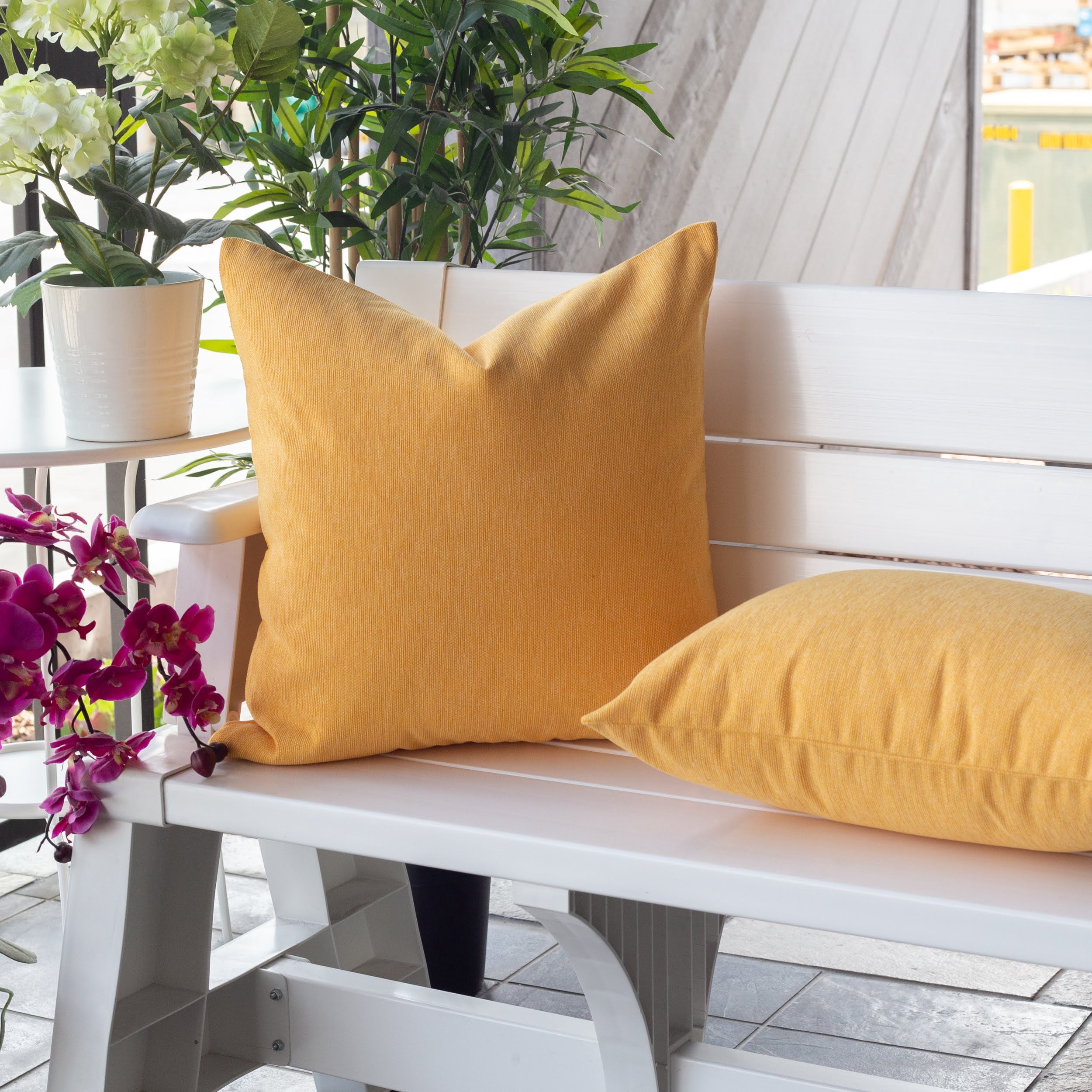Sadie Yellow Rectangular Outdoor Throw Pillow