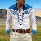 thumbnail image 2 of Camisetas de Navidad de Manga Larga de los Hombres Imprimir de Moda Casual Manga Larga Turndown Collar Blusa para Primavera Invierno Al Aire Libre Diario, 2 of 4