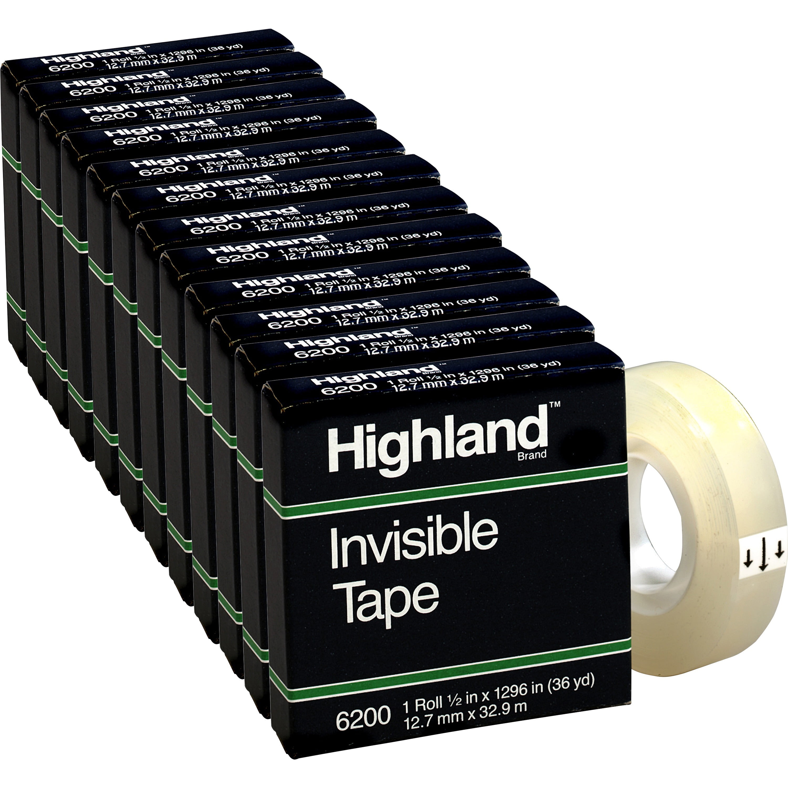 Highland, MMM6200121296BX, 1/2"W Mattefinish Invisible Tape, 12 / Box, Matte Clear Walmart