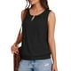 thumbnail image 2 of Talla grande Tops de tallas grandes,Camiseta sin mangas lisa con escote en V y abertura para mujer, diseño de ojales bordados, corte holgado, poliéster, ropa informal de verano, sopatenor, 2 of 9